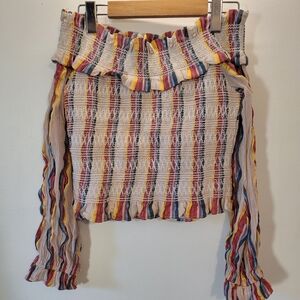 Tularosa Multicolor Off-Shoulder Vertical Stripes Blouse - S